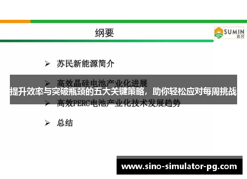 提升效率与突破瓶颈的五大关键策略，助你轻松应对每周挑战